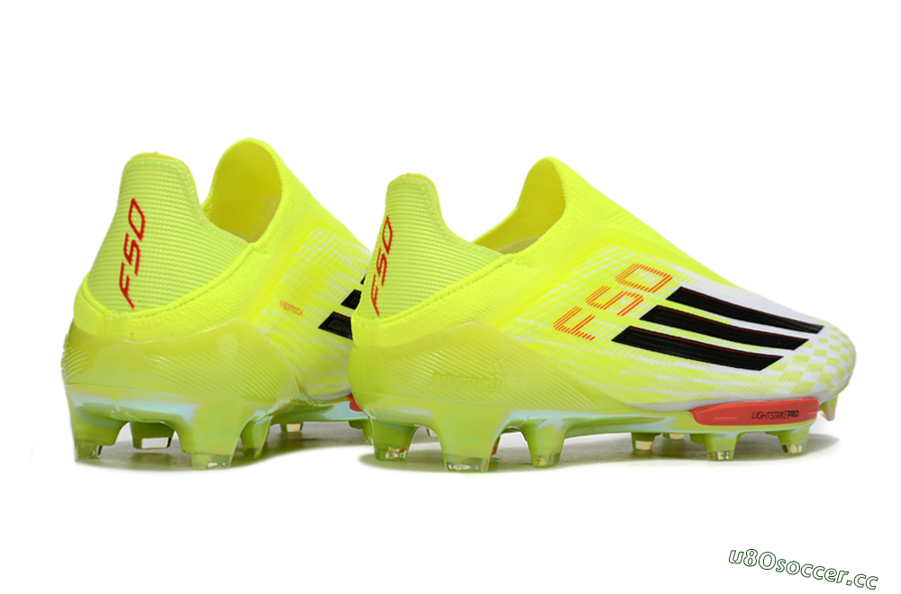 Men's Adidas F50+ Elite Lightstrike Pro Laceless FG Firm Ground Low-Tops Football Boots - Yellow/Black/Red 6