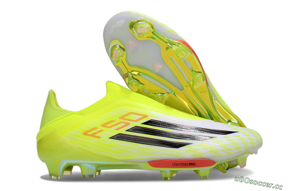 Men's Adidas F50+ Elite Lightstrike Pro Laceless FG Firm Ground Low-Tops Football Boots - Yellow/Black/Red 2