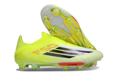 Men's Adidas F50+ Elite Lightstrike Pro Laceless FG Firm Ground Low-Tops Football Boots - Yellow/Black/Red