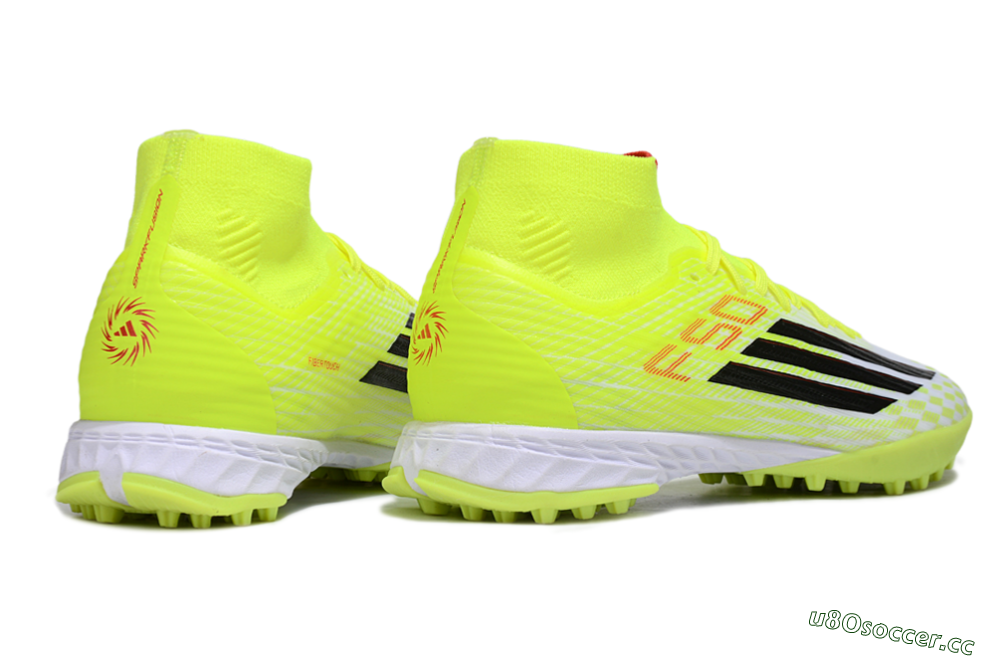 Men's Adidas F50 Elite Mid TF Artificial Turf High-Tops Football Shoes - Yellow/Black/Red 6