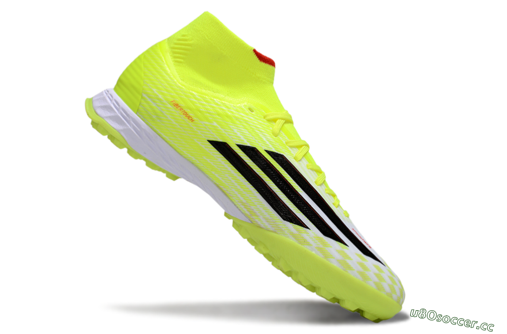 Men's Adidas F50 Elite Mid TF Artificial Turf High-Tops Football Shoes - Yellow/Black/Red 4