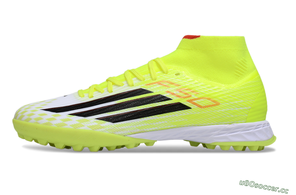 Men's Adidas F50 Elite Mid TF Artificial Turf High-Tops Football Shoes - Yellow/Black/Red 0