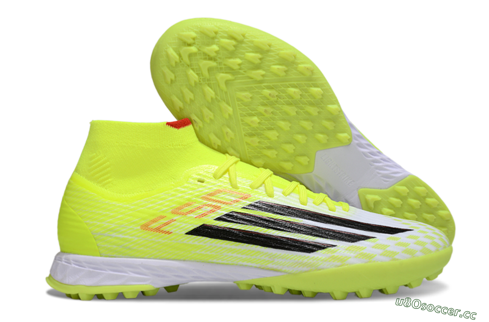 Men's Adidas F50 Elite Mid TF Artificial Turf High-Tops Football Shoes - Yellow/Black/Red 2