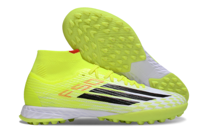 Men's Adidas F50 Elite Mid TF Artificial Turf High-Tops Football Shoes - Yellow/Black/Red