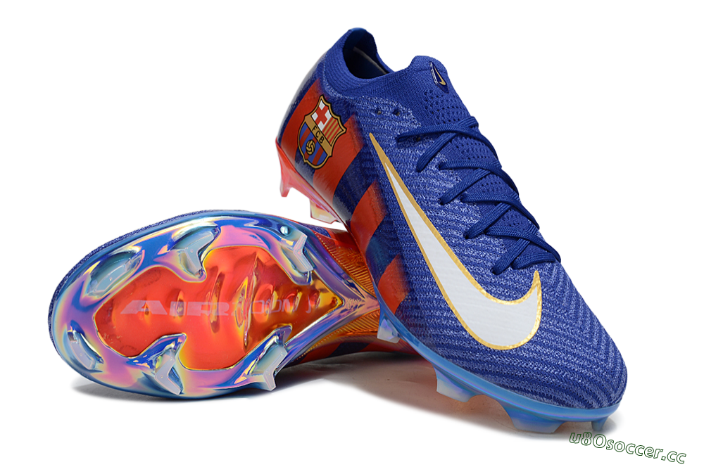 Men's Nike Air Zoom Mercurial Vapor 16 Elite FG Firm Ground Low-Tops Football Boots - Blue/Red/Gold 3