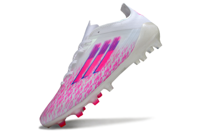 Men's Adidas F50 Pro FG Firm Ground Low-Tops Football Boots - White/Pink/Blue