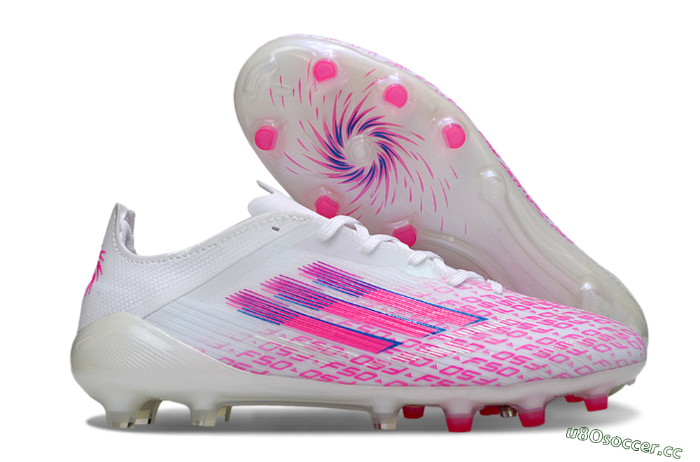 Men's Adidas F50 Pro FG Firm Ground Low-Tops Football Boots - White/Pink/Blue 2