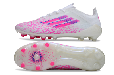 Men's Adidas F50 Pro FG Firm Ground Low-Tops Football Boots - White/Pink/Blue