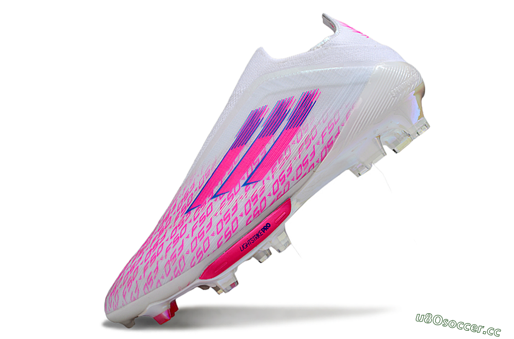 Men's Adidas F50+ Elite Lightstrike Pro FG Firm Ground Low-Tops Football Boots - White/Pink/Blue 5