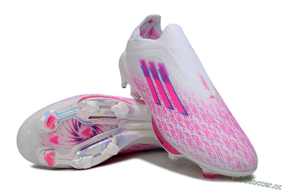 Men's Adidas F50+ Elite Lightstrike Pro FG Firm Ground Low-Tops Football Boots - White/Pink/Blue 3