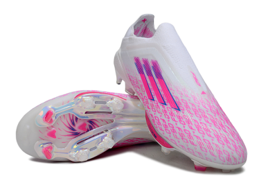 Men's Adidas F50+ Elite Lightstrike Pro FG Firm Ground Low-Tops Football Boots - White/Pink/Blue