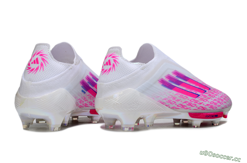 Men's Adidas F50+ Elite Lightstrike Pro FG Firm Ground Low-Tops Football Boots - White/Pink/Blue 6