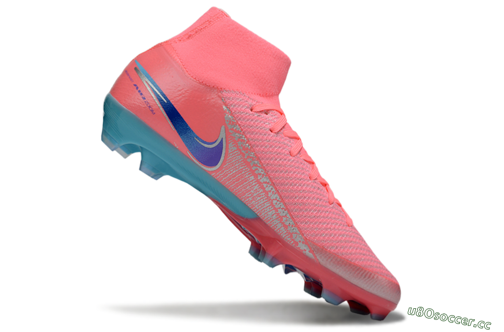 Unisex Nike Air Zoom Mercurial Superfly 10 Elite FG Firm Ground High-Tops Football Boots - Pink/Silver/Blue 4