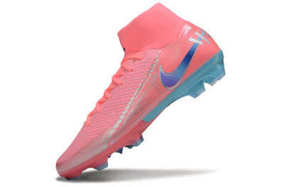 Unisex Nike Air Zoom Mercurial Superfly 10 Elite FG Firm Ground High-Tops Football Boots - Pink/Silver/Blue