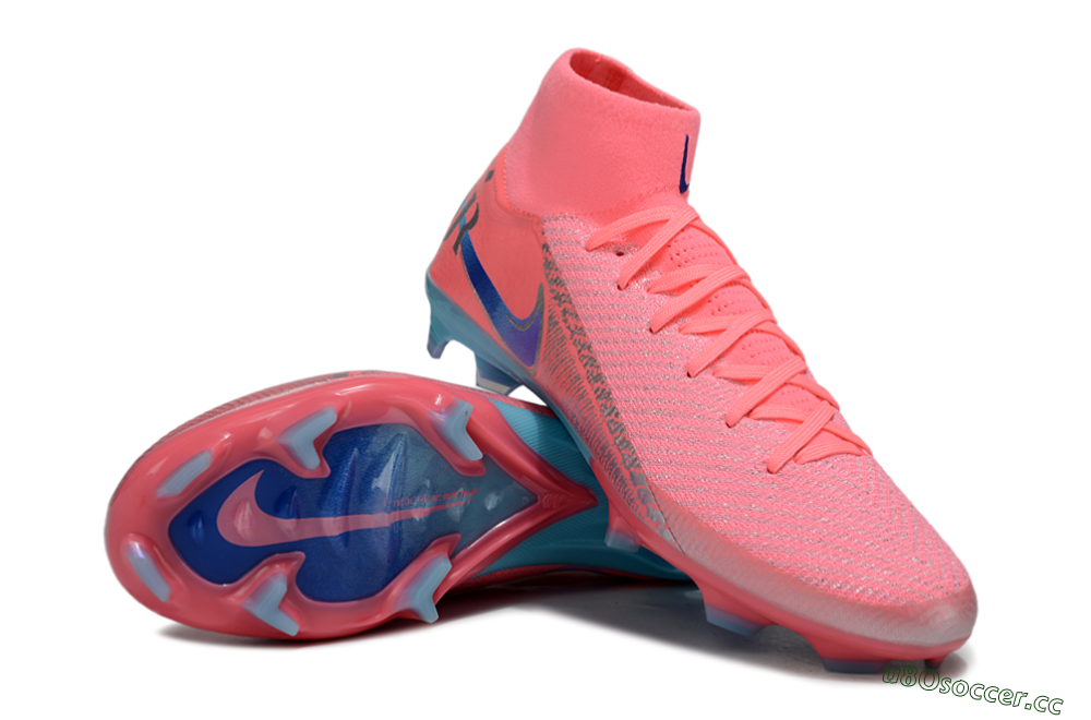 Unisex Nike Air Zoom Mercurial Superfly 10 Elite FG Firm Ground High-Tops Football Boots - Pink/Silver/Blue 3