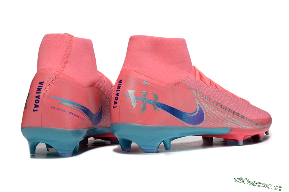 Unisex Nike Air Zoom Mercurial Superfly 10 Elite FG Firm Ground High-Tops Football Boots - Pink/Silver/Blue 6
