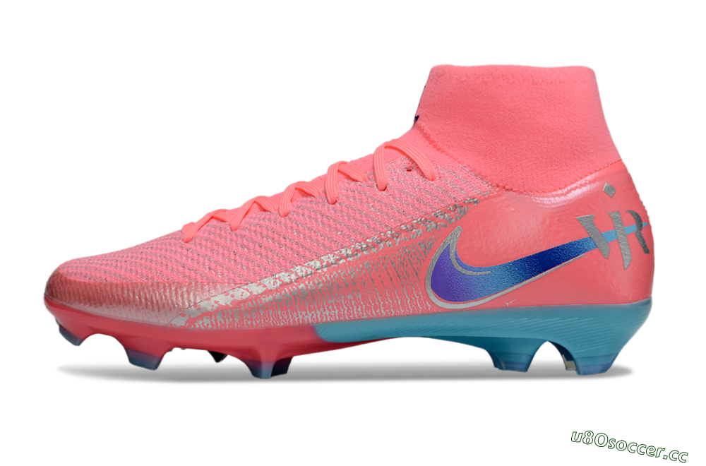 Unisex Nike Air Zoom Mercurial Superfly 10 Elite FG Firm Ground High-Tops Football Boots - Pink/Silver/Blue 0