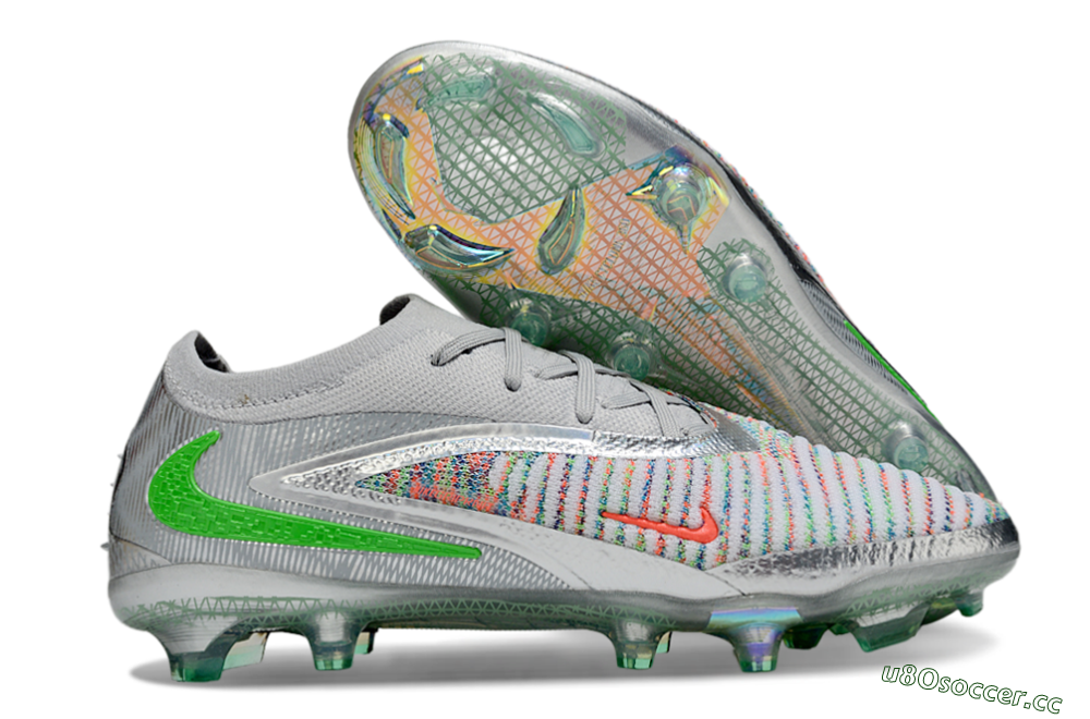 Unisex Nike Phantom 6 Elite Low FG Firm Ground Low-Tops Football Boots - Silver/Red/Yellow 2