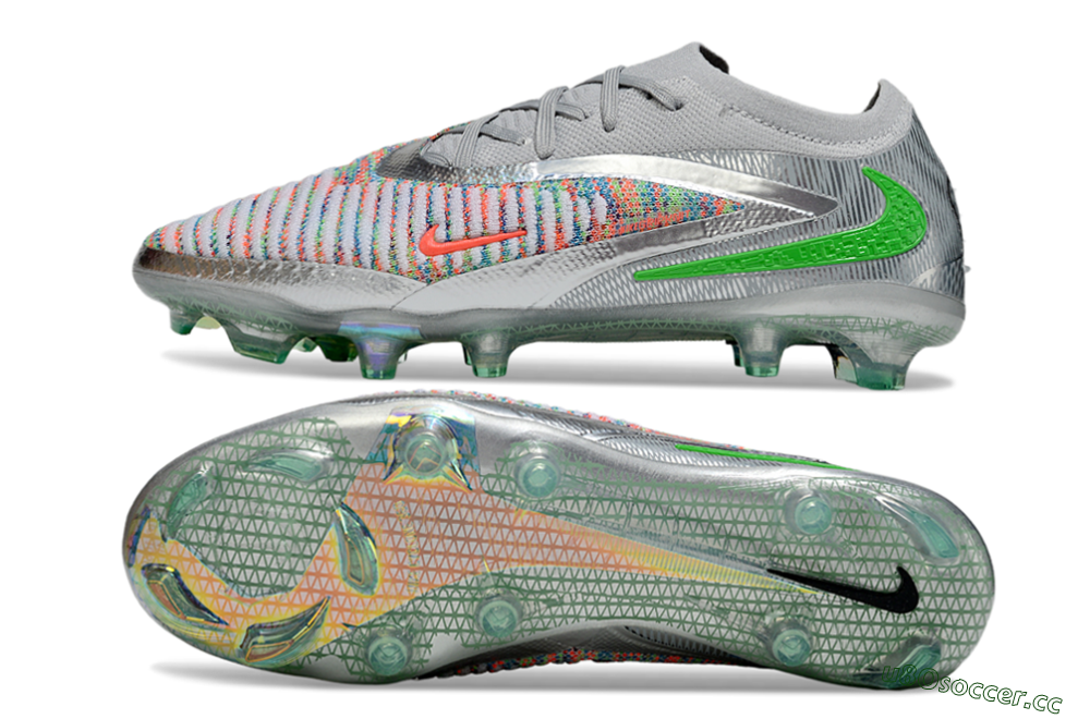 Unisex Nike Phantom 6 Elite Low FG Firm Ground Low-Tops Football Boots - Silver/Red/Yellow 1