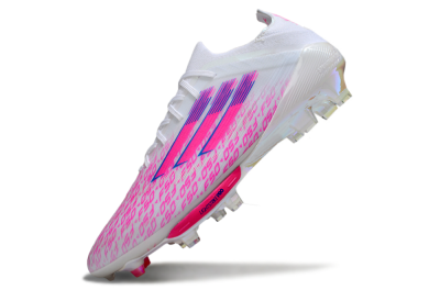 Men's Adidas F50+ Elite Lightstrike Pro FG Firm Ground Low-Tops Football Boots - White/Pink/Blue