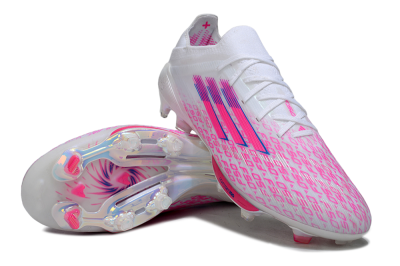 Men's Adidas F50+ Elite Lightstrike Pro FG Firm Ground Low-Tops Football Boots - White/Pink/Blue