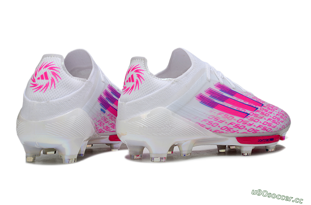 Men's Adidas F50+ Elite Lightstrike Pro FG Firm Ground Low-Tops Football Boots - White/Pink/Blue 6