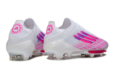 Men's Adidas F50+ Elite Lightstrike Pro FG Firm Ground Low-Tops Football Boots - White/Pink/Blue