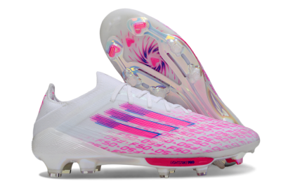 Men's Adidas F50+ Elite Lightstrike Pro FG Firm Ground Low-Tops Football Boots - White/Pink/Blue
