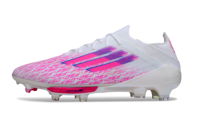 Men's Adidas F50+ Elite Lightstrike Pro FG Firm Ground Low-Tops Football Boots - White/Pink/Blue
