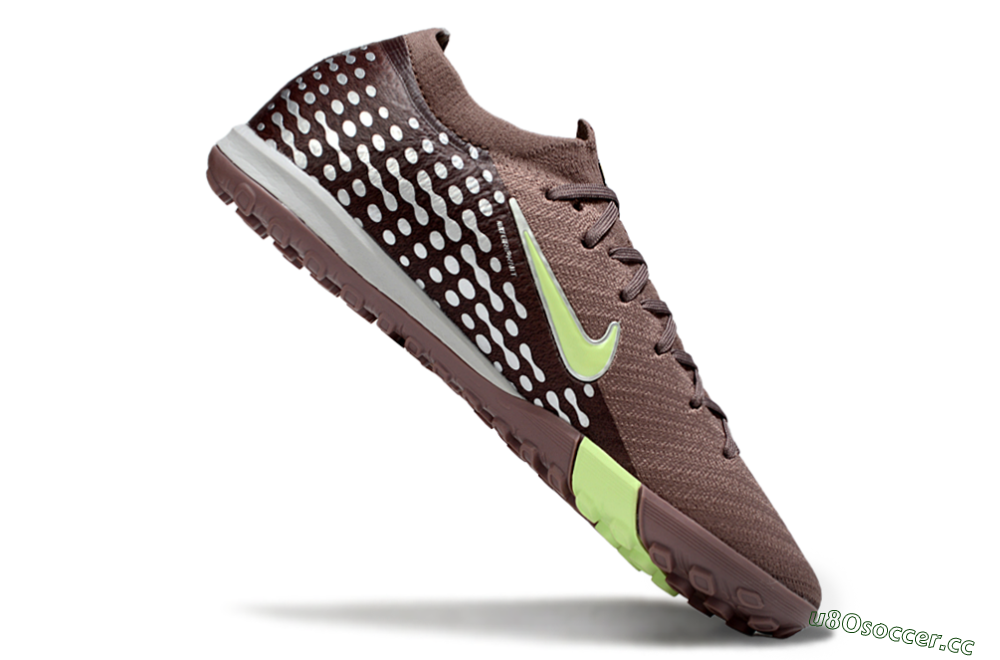Men's Nike Air Zoom Mercurial Vapor 16 Elite TF Artificial Turf Low-Tops Football Shoes - Brown/Yellow/Silver 4