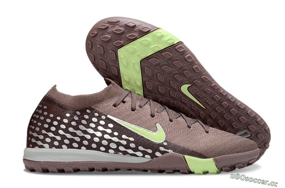 Men's Nike Air Zoom Mercurial Vapor 16 Elite TF Artificial Turf Low-Tops Football Shoes - Brown/Yellow/Silver 2