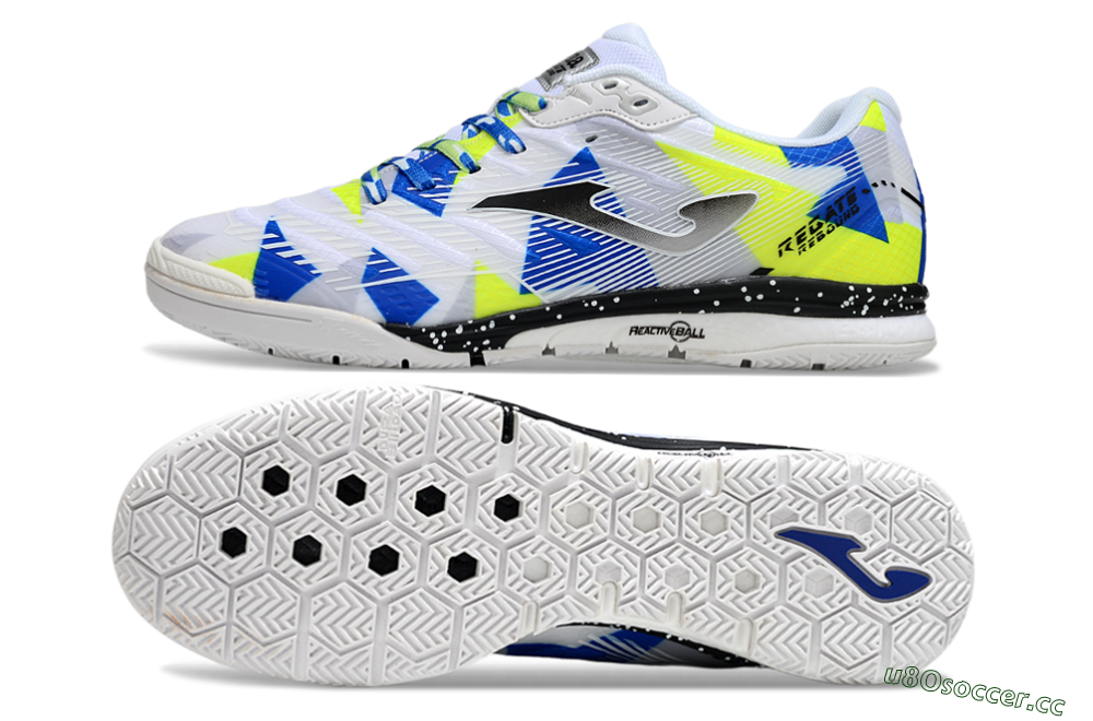 Men's Joma Top Flex IC Indoor & Futsal Low-Tops Football Shoes - White/Blue/Yellow 1