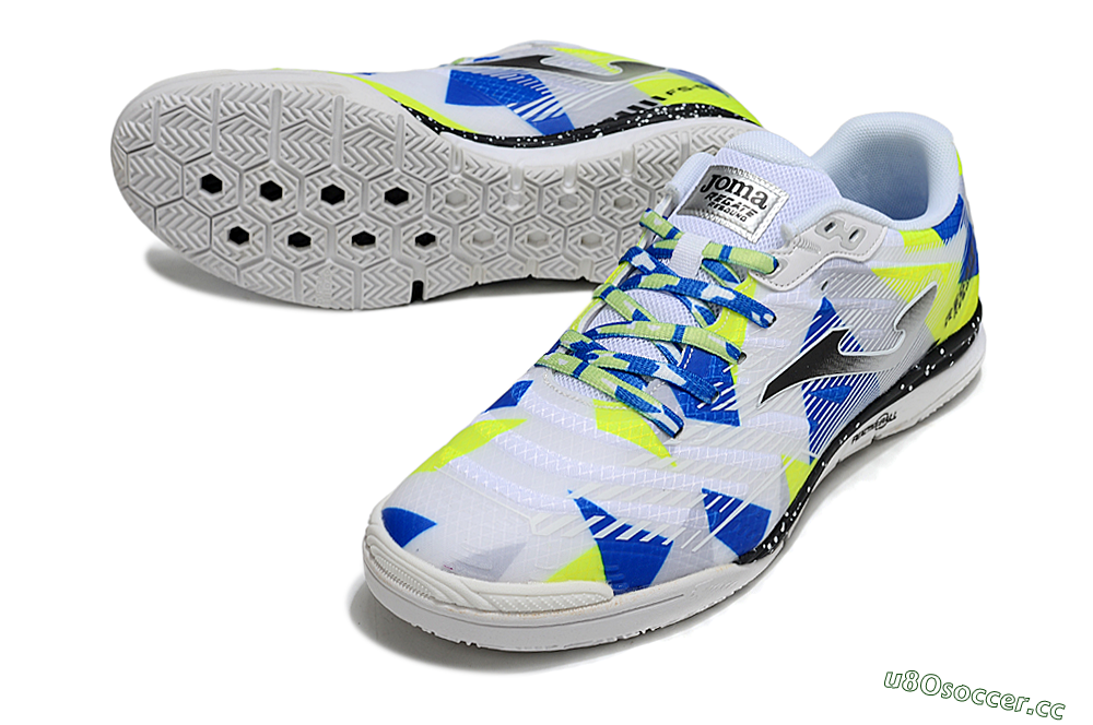 Men's Joma Top Flex IC Indoor & Futsal Low-Tops Football Shoes - White/Blue/Yellow 3