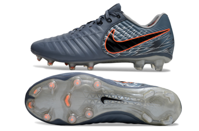 Men's Nike Tiempo Legend 10 Elite FG Firm Ground Low-Tops Football Boots - Grey/Black/Red