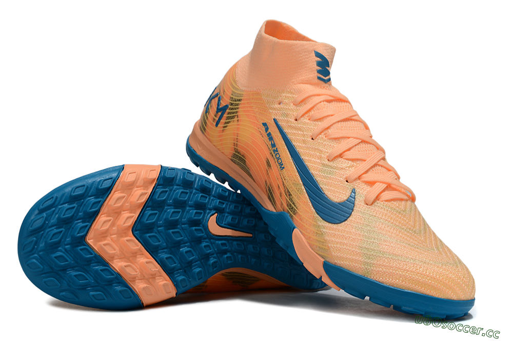 Unisex Nike Air Zoom Mercurial Superfly 10 Elite TF Artificial Turf High-Tops Football Shoes - Pink/Blue/Yellow 1