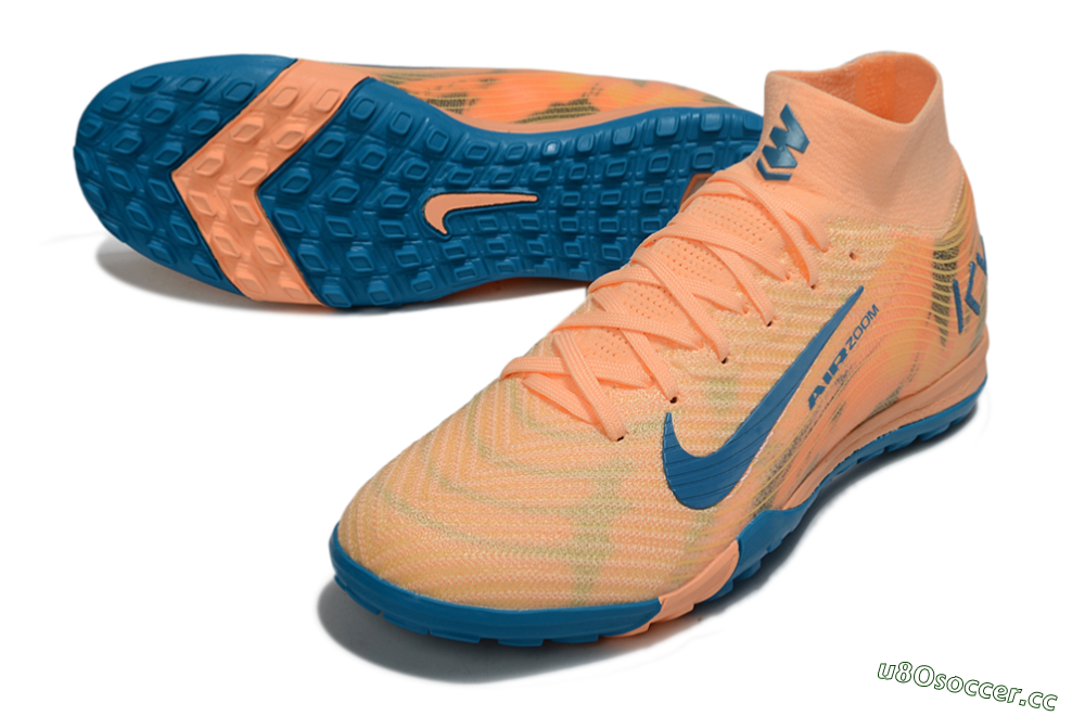 Unisex Nike Air Zoom Mercurial Superfly 10 Elite TF Artificial Turf High-Tops Football Shoes - Pink/Blue/Yellow 3