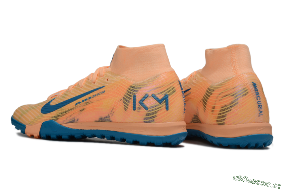 Unisex Nike Air Zoom Mercurial Superfly 10 Elite TF Artificial Turf High-Tops Football Shoes - Pink/Blue/Yellow 4
