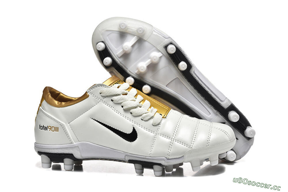 Men's Nike Air Zoom Total 90 III FG Firm Ground Low-Tops Football Boots - White/Black/Gold 2