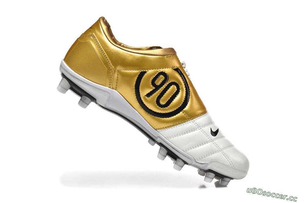Men's Nike Air Zoom Total 90 III FG Firm Ground Low-Tops Football Boots - White/Black/Gold 7