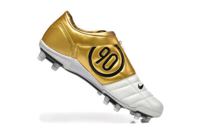 Men's Nike Air Zoom Total 90 III FG Firm Ground Low-Tops Football Boots - White/Black/Gold