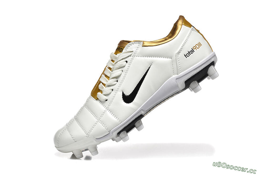 Men's Nike Air Zoom Total 90 III FG Firm Ground Low-Tops Football Boots - White/Black/Gold 8