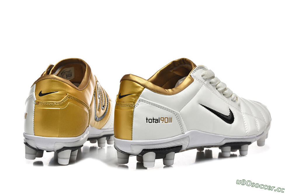 Men's Nike Air Zoom Total 90 III FG Firm Ground Low-Tops Football Boots - White/Black/Gold 9