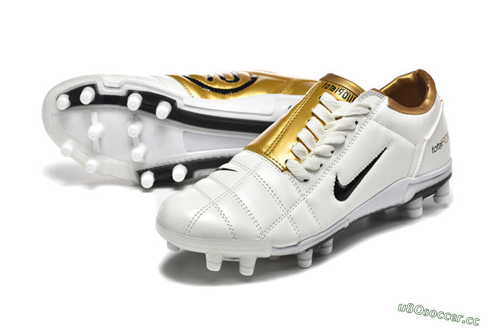 Men's Nike Air Zoom Total 90 III FG Firm Ground Low-Tops Football Boots - White/Black/Gold 3