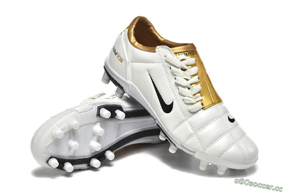 Men's Nike Air Zoom Total 90 III FG Firm Ground Low-Tops Football Boots - White/Black/Gold 4