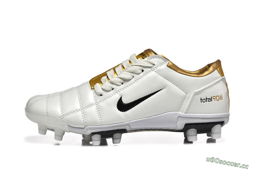 Men's Nike Air Zoom Total 90 III FG Firm Ground Low-Tops Football Boots - White/Black/Gold 0