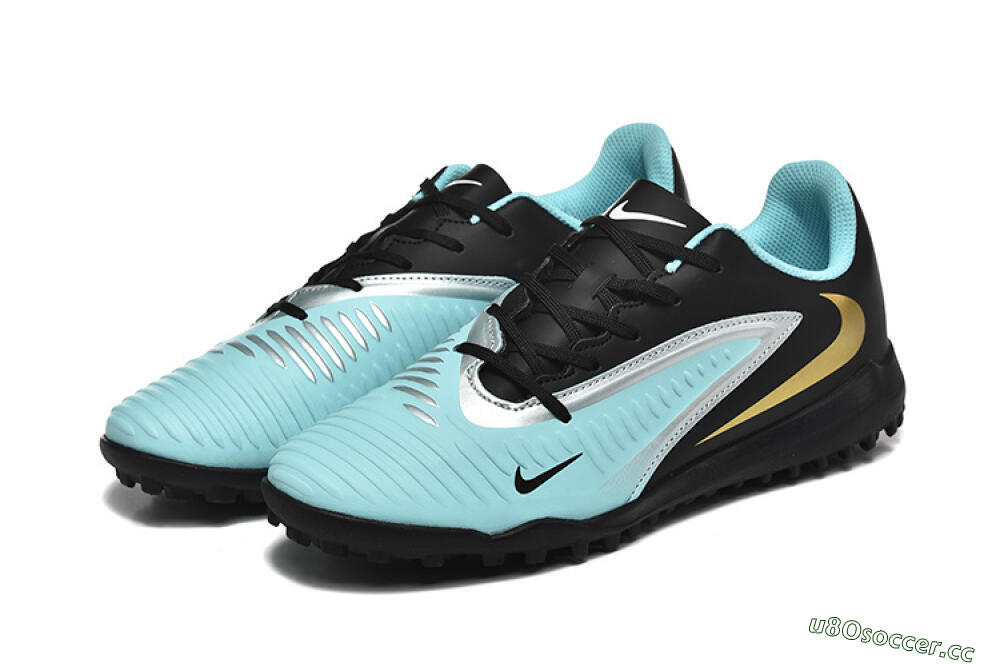Men's Nike Phantom 6 Elite TF Artificial Turf Low-Tops Football Shoes - Jade/Silver/Black 5