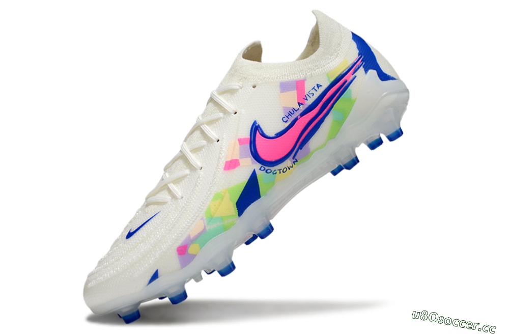 Men's Nike Phantom GX 2 Elite AG Artificial Grass Low-Tops Football Boots - White/Blue/Pink 6
