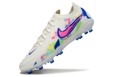 Men's Nike Phantom GX 2 Elite AG Artificial Grass Low-Tops Football Boots - White/Blue/Pink