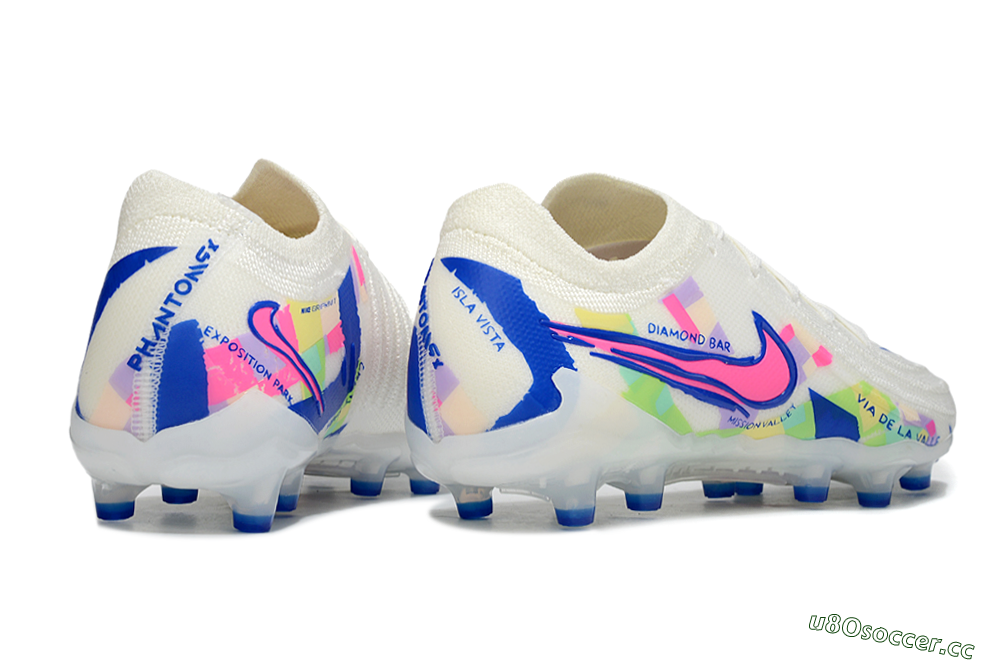 Men's Nike Phantom GX 2 Elite AG Artificial Grass Low-Tops Football Boots - White/Blue/Pink 7