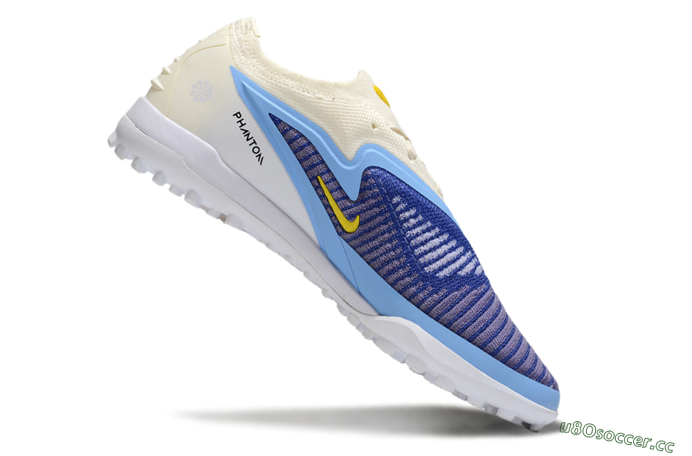 Men's Nike Phantom 6 Elite TF Artificial Turf Low-Tops Football Shoes - Blue/White/Jade 4